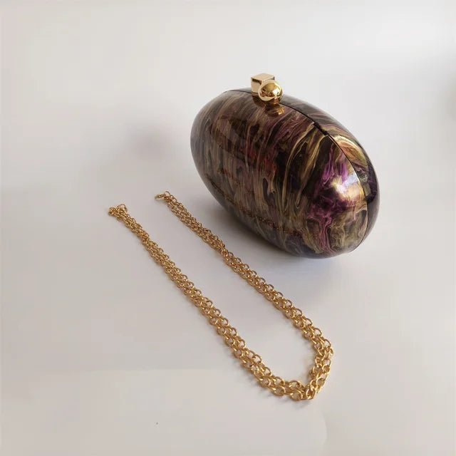 Womens Luxury Acrylic Clutch with Brown Pearls - GirlnamedParis