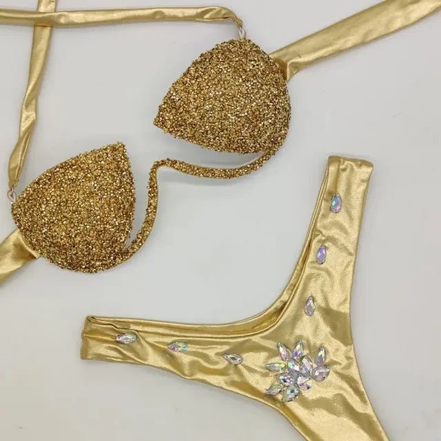 Womens Luxury Rhinestone Bikini Set Glamorous TwoPiece Swimsuit - GirlnamedParis