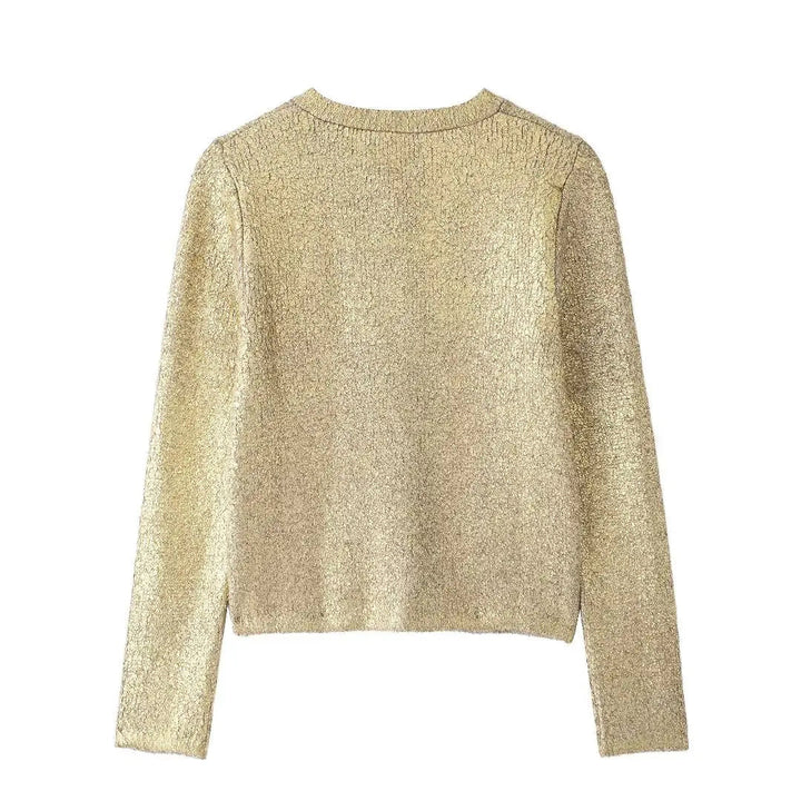 Womens Metallic Knit Cardigan Versatile SpringFall Sweater - GirlnamedParis