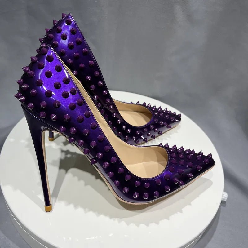 Womens Purple Studded High Heels for Parties Size 4245 - GirlnamedParis