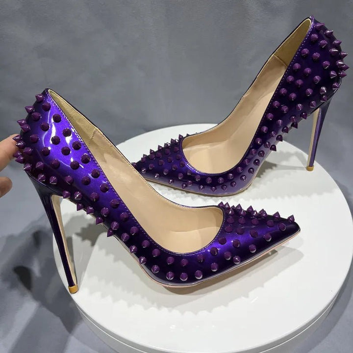 Womens Purple Studded High Heels for Parties Size 4245 - GirlnamedParis