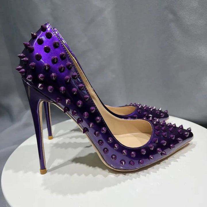 Womens Purple Studded High Heels for Parties Size 4245 - GirlnamedParis