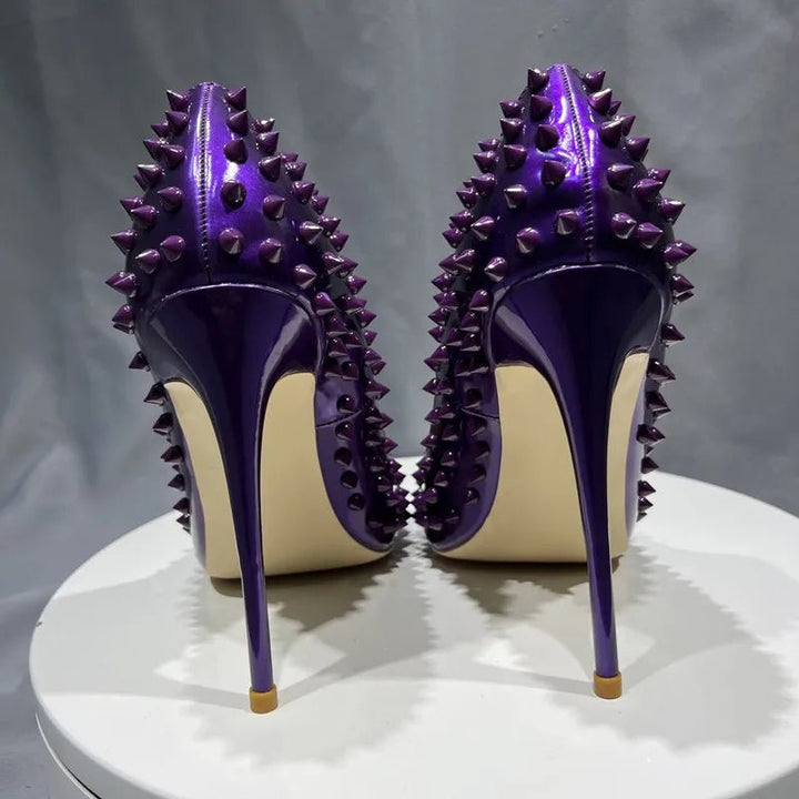 Womens Purple Studded High Heels for Parties Size 4245 - GirlnamedParis