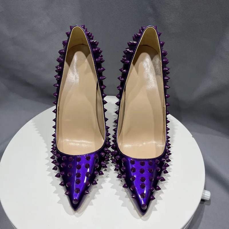 Womens Purple Studded High Heels for Parties Size 4245 - GirlnamedParis