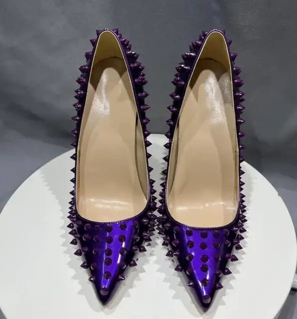 Womens Purple Studded High Heels for Parties Size 4245 - GirlnamedParis