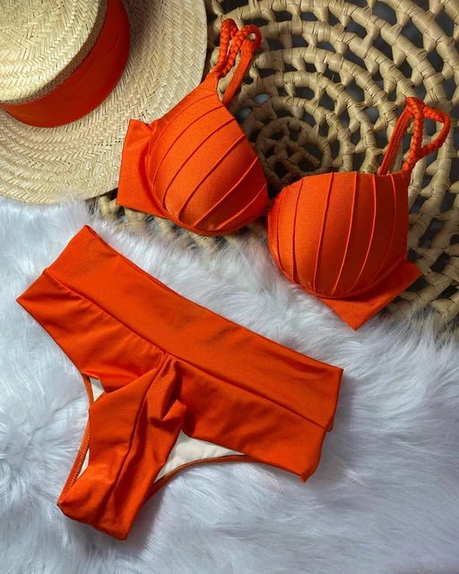 Womens Solid Color Strappy Micro Bikini Set 2024 Sale - GirlnamedParis