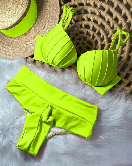 Womens Solid Color Strappy Micro Bikini Set 2024 Sale - GirlnamedParis