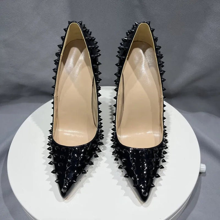 Womens Studded Pointed Toe Stiletto Heels Punk Party Shoes - GirlnamedParis